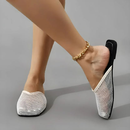 Dames instappers met transparant mesh en vierkante neus – LUNARA MESH - Glamorix