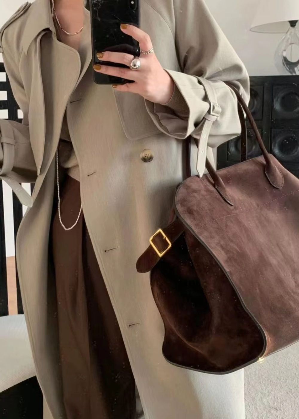 Elegante suède schoudertas voor dames met tijdloos design – LUNAYA - Glamorix