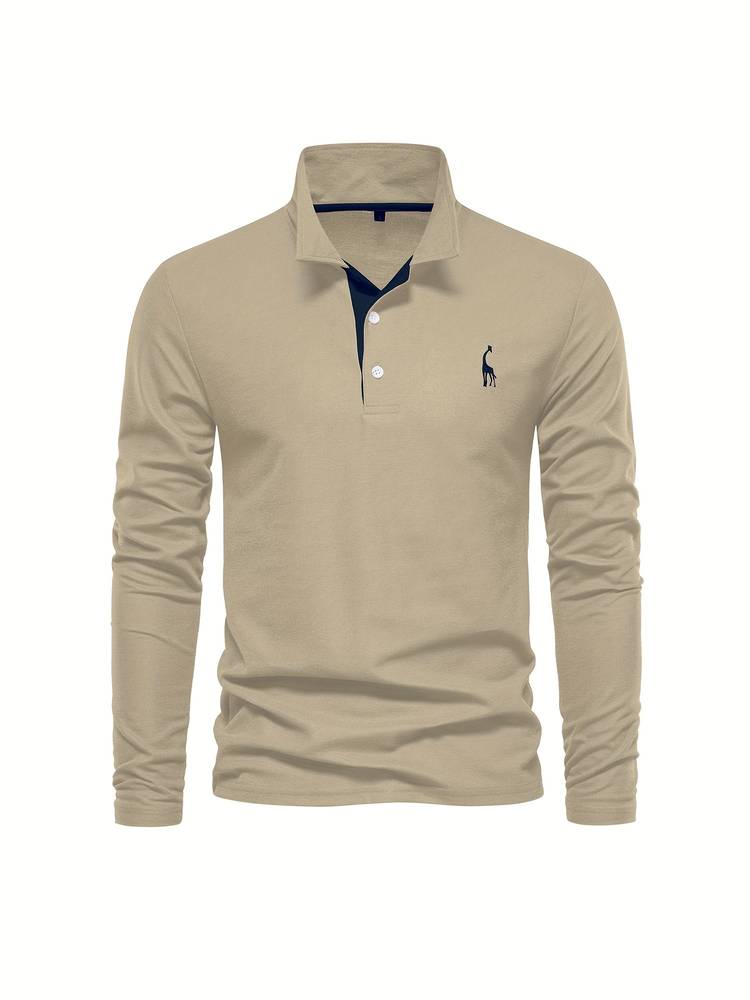 AXEL – Lange mouwen poloshirt met contrasterende afwerking voor een moderne en verfijnde look