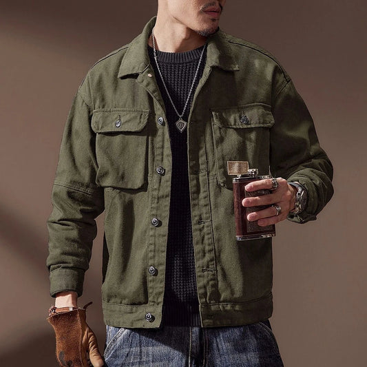 Functioneel herenjack met utility-look en knoopsluiting – RAVEN FIELD - Glamorix