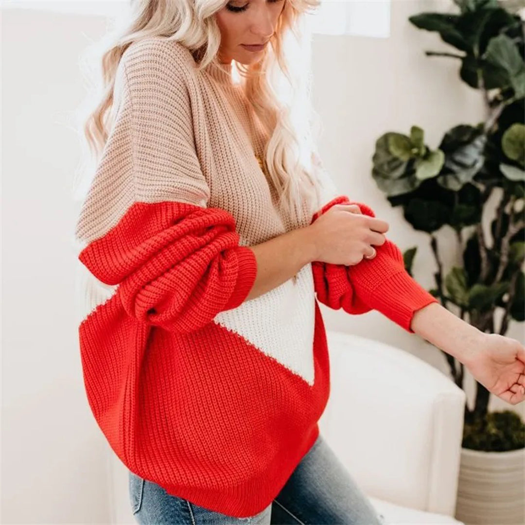 ELIN – Casual color block trui met ontspannen pasvorm voor een trendy look