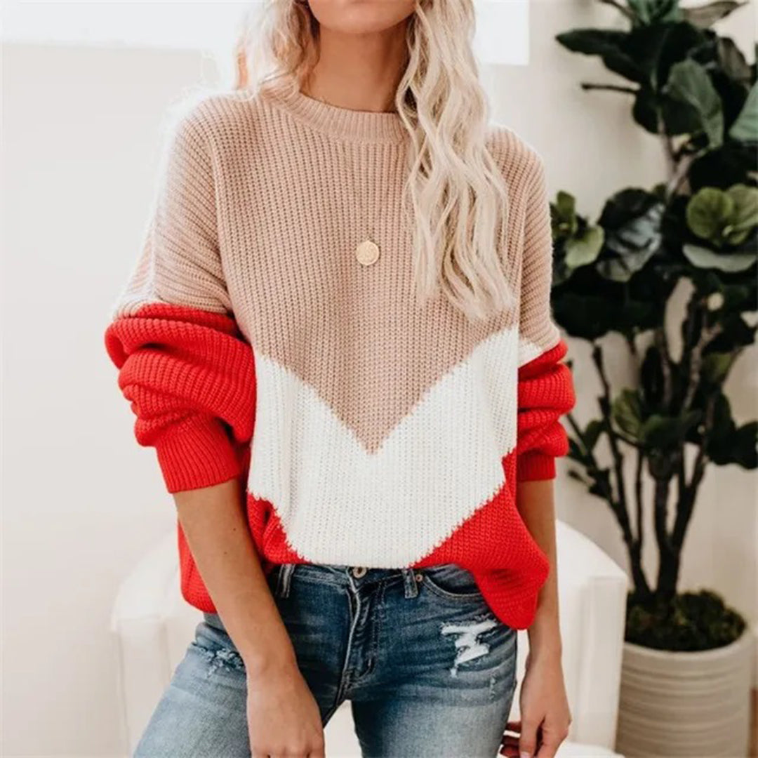 ELIN – Casual color block trui met ontspannen pasvorm voor een trendy look