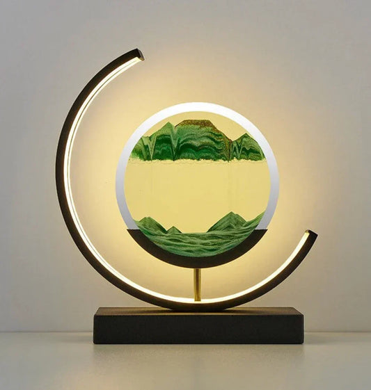 Zenalux Flow – Rustgevende tafellamp met harmonieus zandlandschap en sfeervol LED-licht