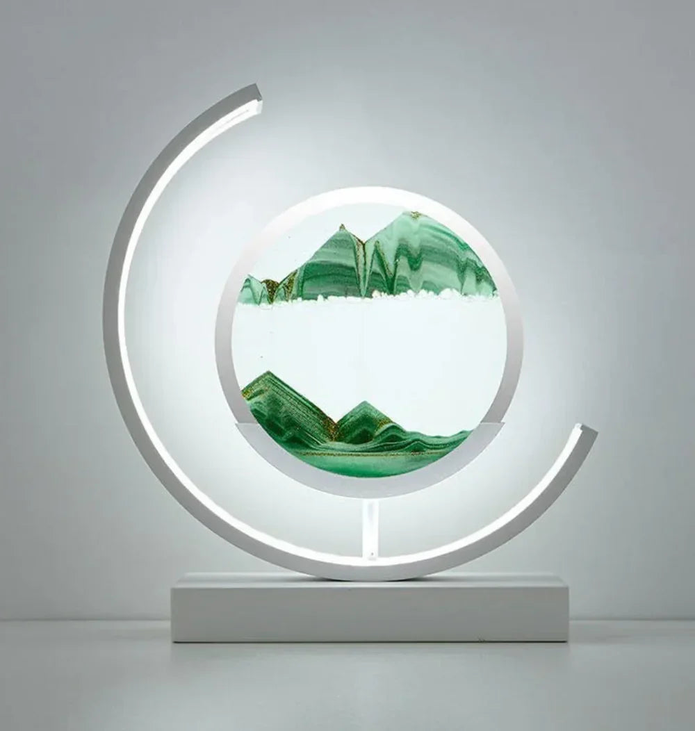 Zenalux Flow – Rustgevende tafellamp met harmonieus zandlandschap en sfeervol LED-licht