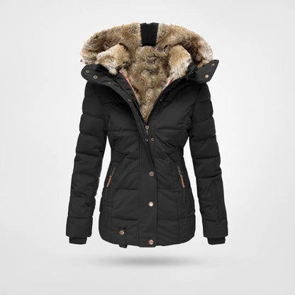 ELVIRA - Abrigo de invierno cálido e impermeable con forro y capucha para mujer - Glamorix