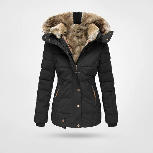 ELVIRA - Abrigo de invierno cálido e impermeable con forro y capucha para mujer - Glamorix