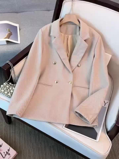 Dubbelrijige blazer met lange mouwen en knoopsluiting – NOVA - Glamorix