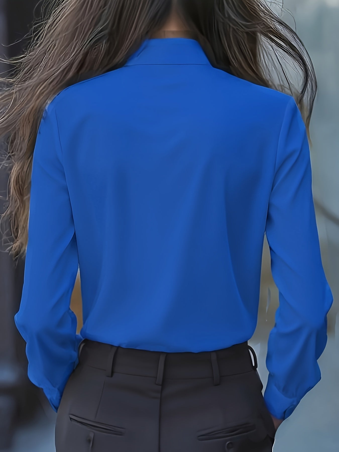 Blouse – Ruches Hals Met Strik & Gladde Bewegingsvrijheid - Glamorix