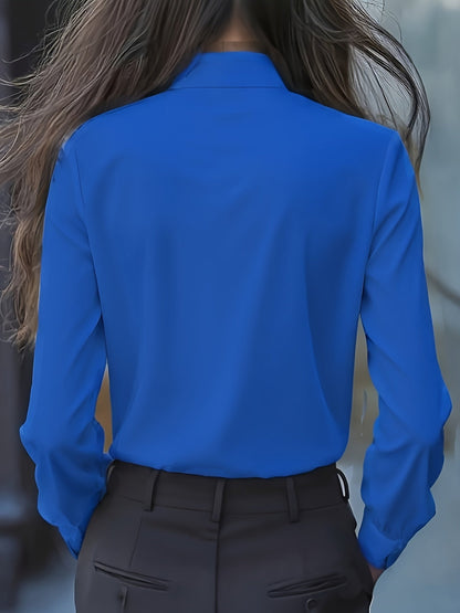 Blouse – Ruches Hals Met Strik & Gladde Bewegingsvrijheid - Glamorix