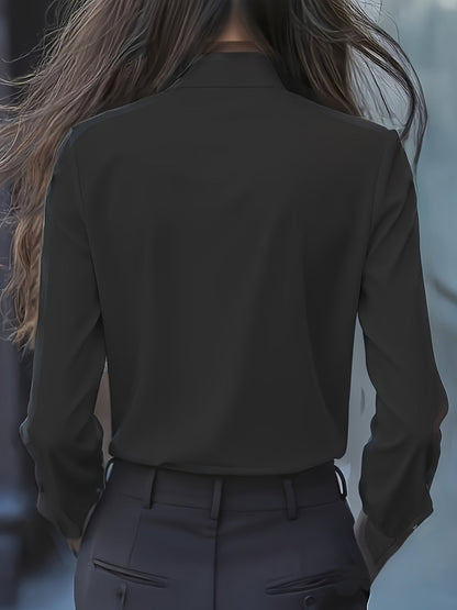 Blouse – Ruches Hals Met Strik & Gladde Bewegingsvrijheid - Glamorix