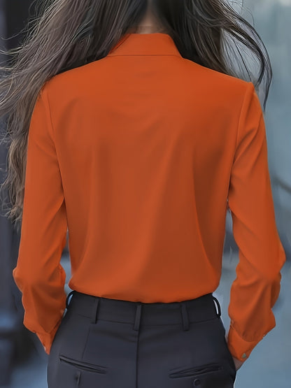 Blouse – Ruches Hals Met Strik & Gladde Bewegingsvrijheid - Glamorix