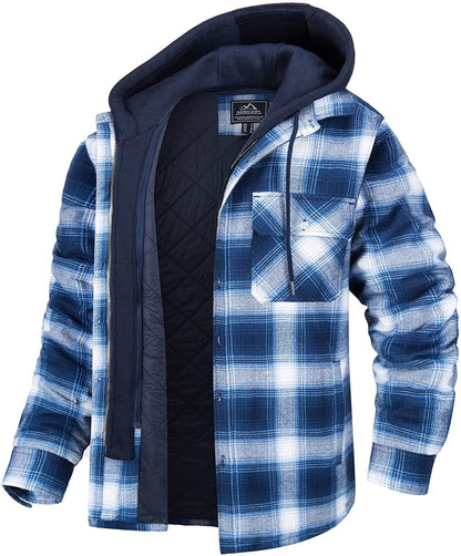 ERIK - Chaqueta a cuadros con capucha y cremallera para hombre - Glamorix