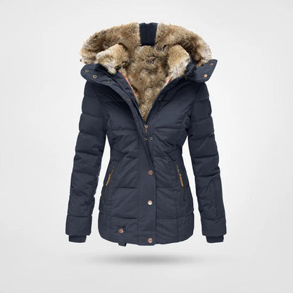 ELVIRA - Abrigo de invierno cálido e impermeable con forro y capucha para mujer - Glamorix
