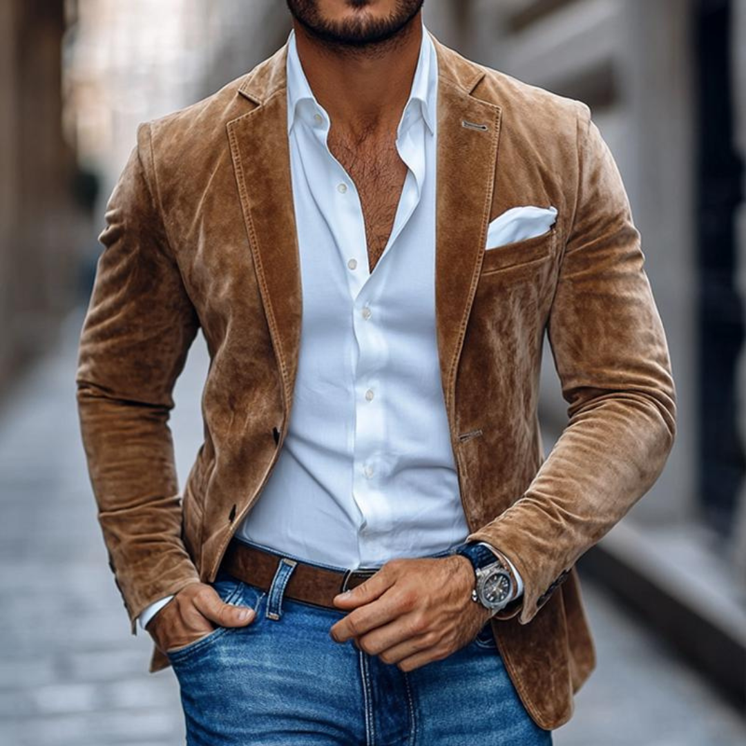Getailleerd heren colbert met moderne snit en stijlvolle afwerking – CALEB BLAZER - Glamorix