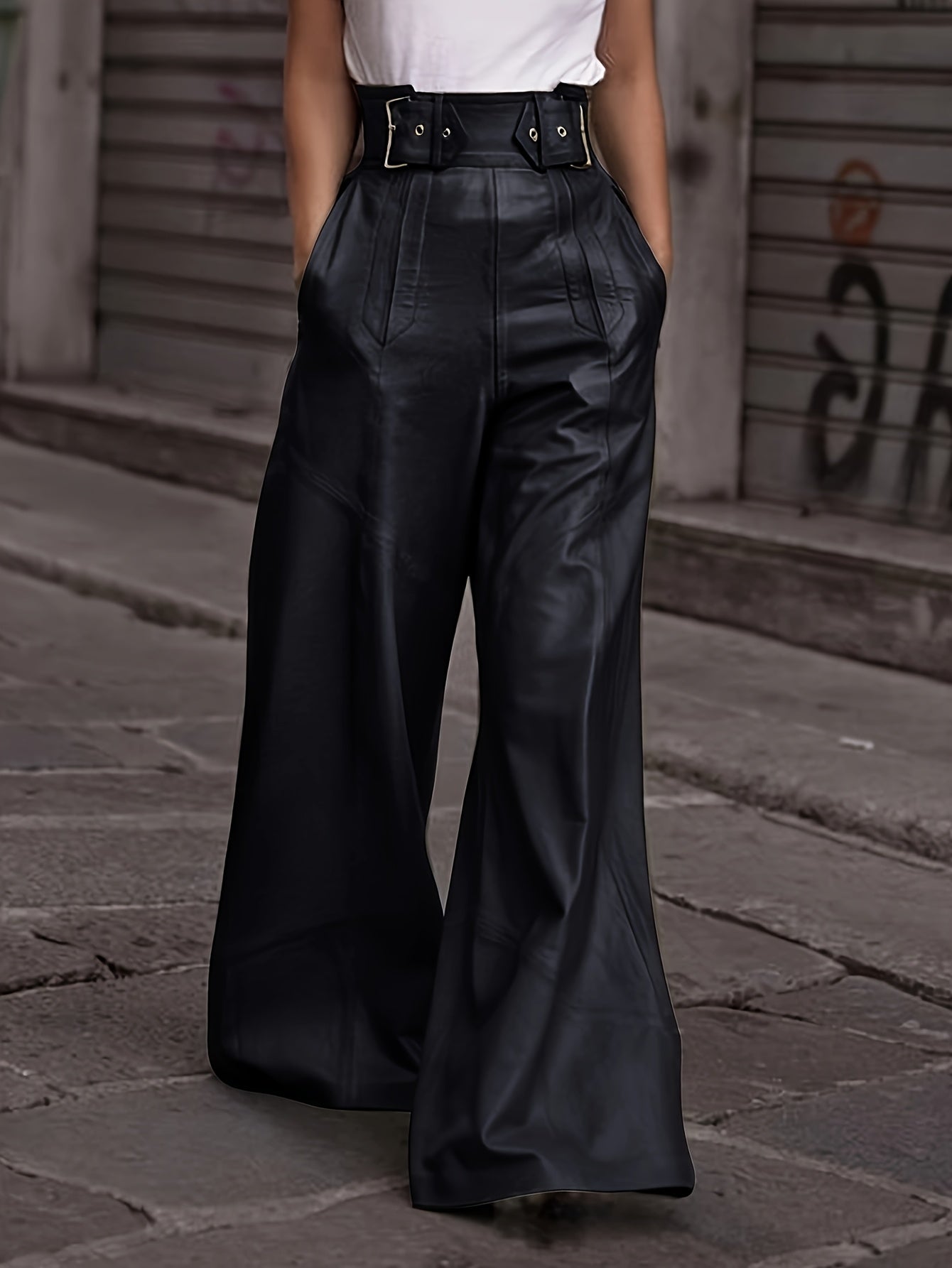 Broek met hoge taille en wijde pijpen voor dames – NOVAJEAN - Glamorix