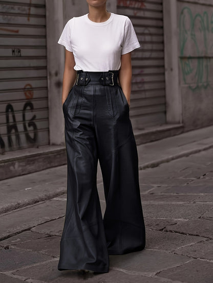 Broek met hoge taille en wijde pijpen voor dames – NOVAJEAN - Glamorix