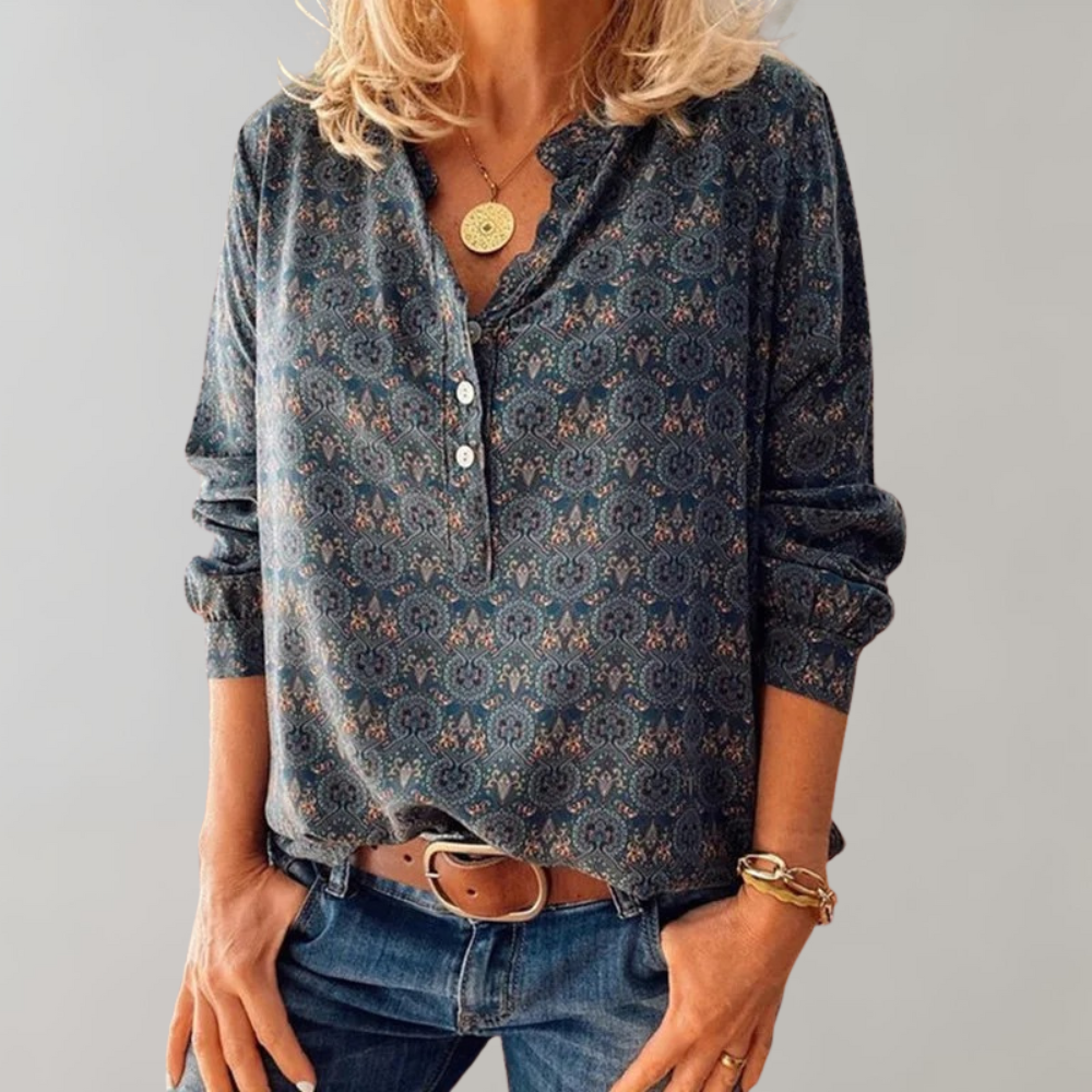 BOHO GRACE – Vintage Boho Damesblouse met Patroon