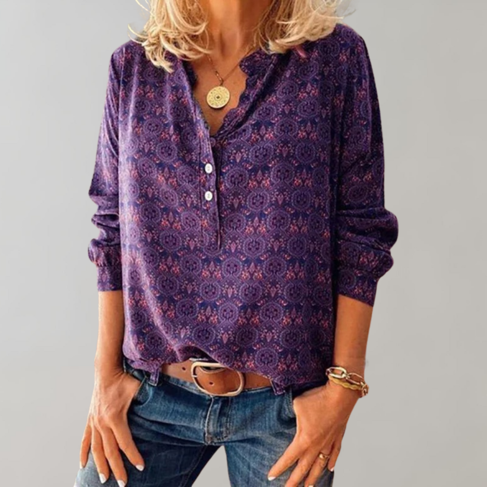 BOHO GRACE – Vintage Boho Damesblouse met Patroon