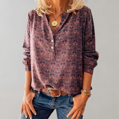 BOHO GRACE – Vintage Boho Damesblouse met Patroon