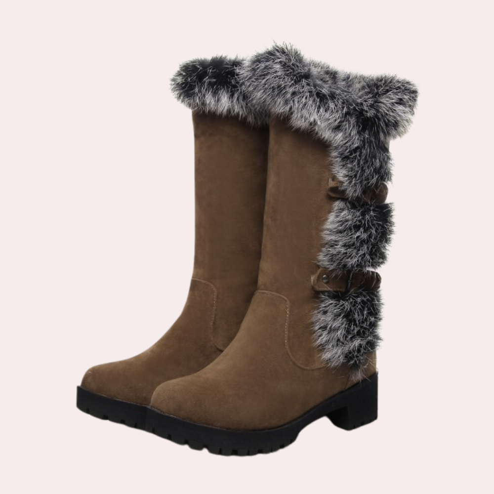 Warme winterlaarzen met gespdetail voor dames – FERENA - Glamorix