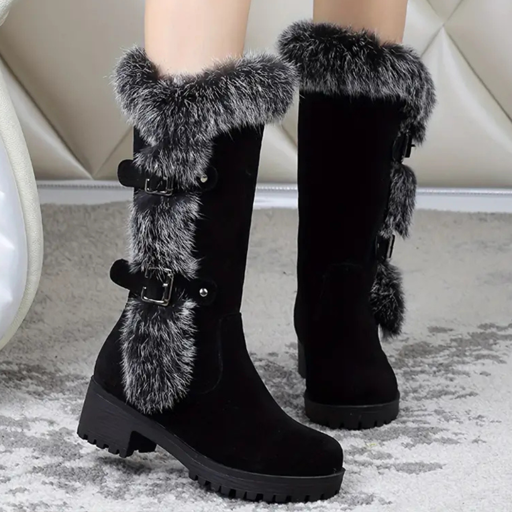 Warme winterlaarzen met gespdetail voor dames – FERENA - Glamorix