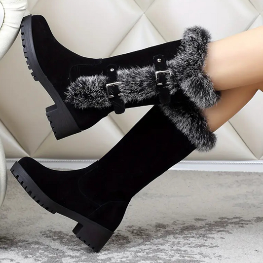 Warme winterlaarzen met gespdetail voor dames – FERENA - Glamorix