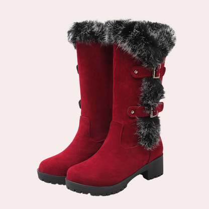 Warme winterlaarzen met gespdetail voor dames – FERENA - Glamorix