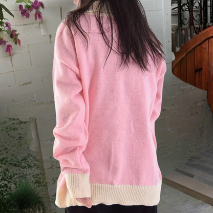 Gebreid damesvest met stijlvol patroon en relaxed fit – LORÉNA - Glamorix