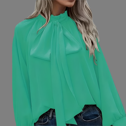CELINE - Damesblouse met lange mouwen en stijlvolle strik