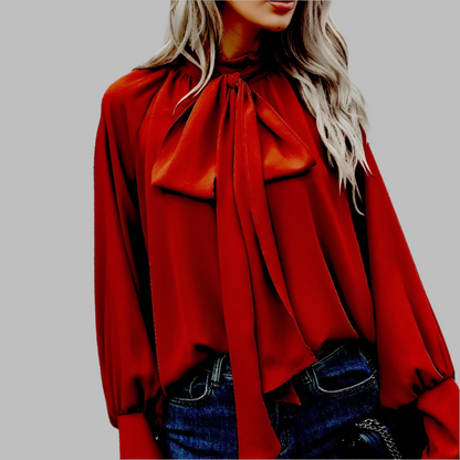 CELINE - Damesblouse met lange mouwen en stijlvolle strik