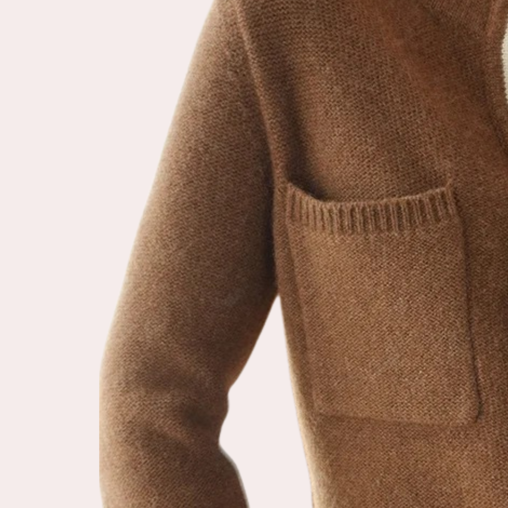 Gebreid damesvest met zakken en relaxte pasvorm – AURESSA - Glamorix