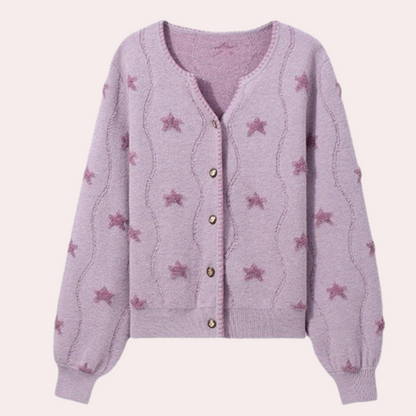 Gebreid damesvest met knoopsluiting en zachte pasvorm – NUALA - Glamorix