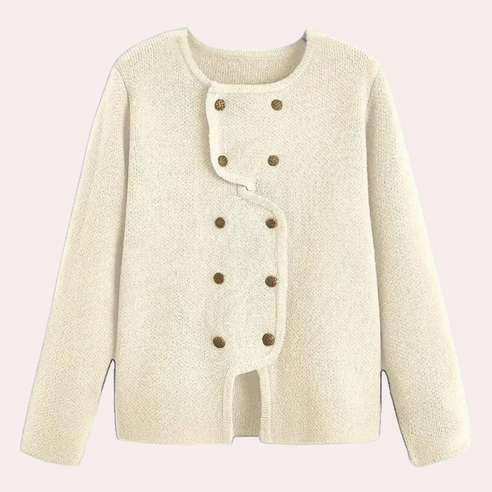 Elegant damesvest met verfijnde pasvorm en open design – SERÉNA - Glamorix