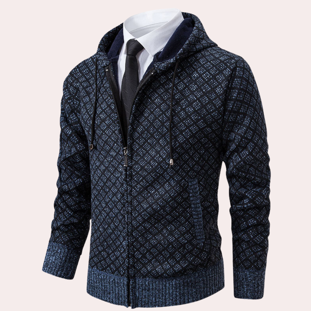 Gebreid herenvest met capuchon en ritssluiting – KAVERO - Glamorix
