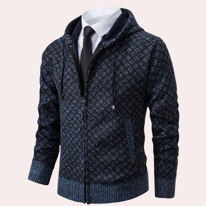 Gebreid herenvest met capuchon en ritssluiting – KAVERO - Glamorix