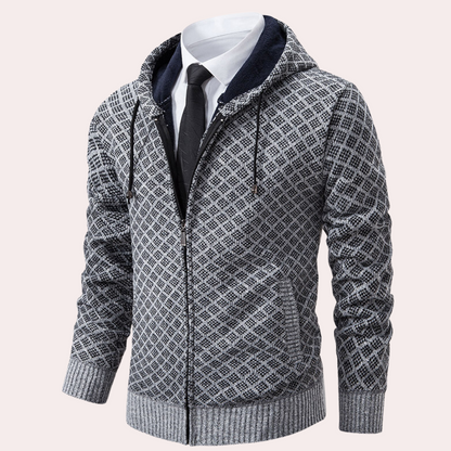 Gebreid herenvest met capuchon en ritssluiting – KAVERO - Glamorix