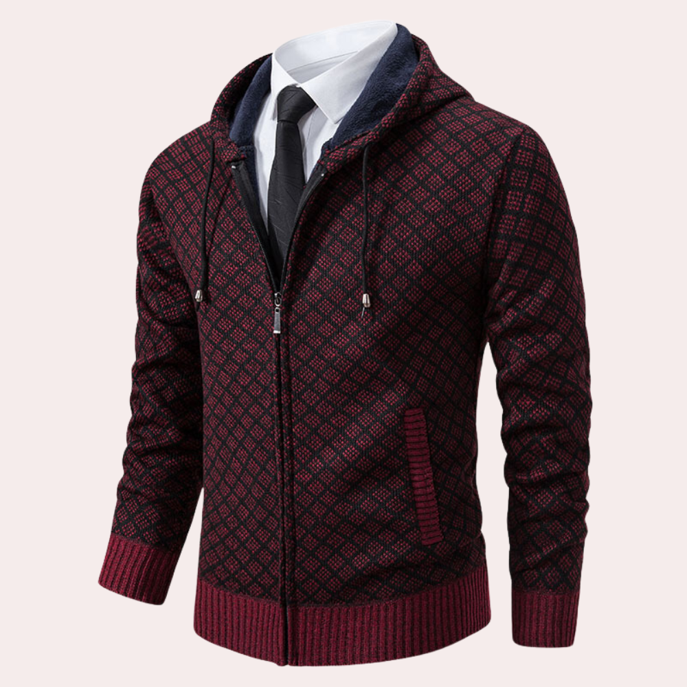 Gebreid herenvest met capuchon en ritssluiting – KAVERO - Glamorix