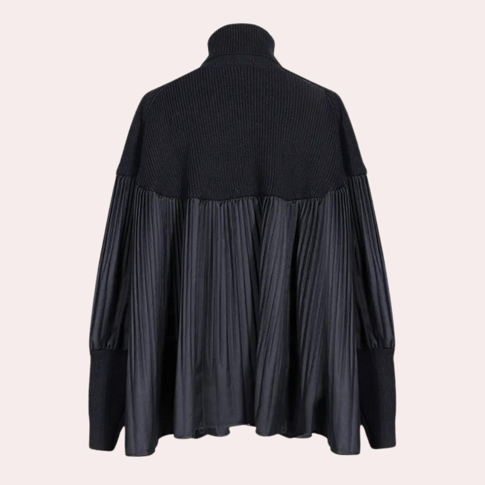 Vrouwelijke dames sweater met plooiaccent en comfortabele fit – LUNERA SoftFold - Glamorix