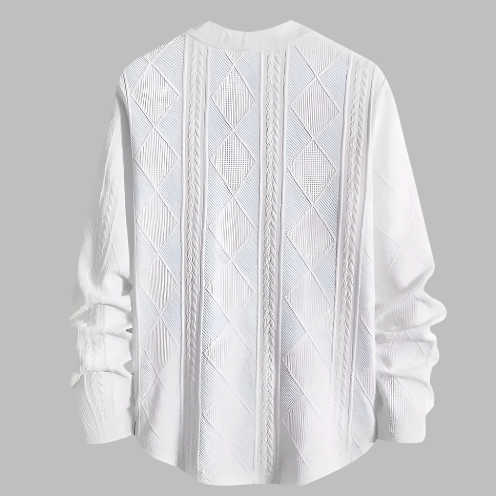 Gebreid herenoverhemd met lange mouwen en moderne pasvorm – CALVARO - Glamorix