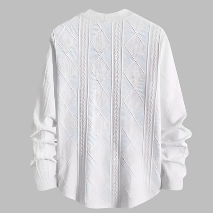 Gebreid herenoverhemd met lange mouwen en moderne pasvorm – CALVARO - Glamorix