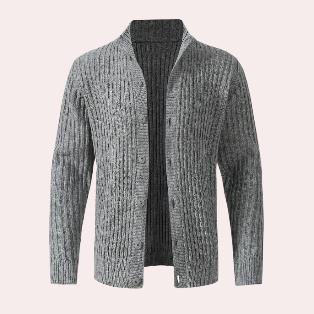 Gebreid herenvest met knoopsluiting en ribdetails – MORVEN KnitVest - Glamorix