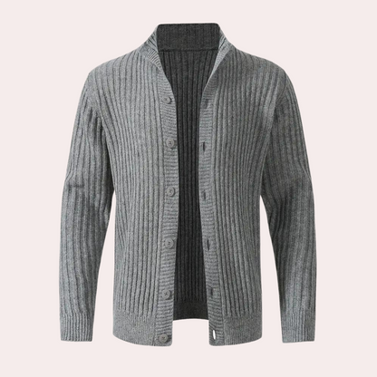 Gebreid herenvest met knoopsluiting en ribdetails – MORVEN KnitVest - Glamorix