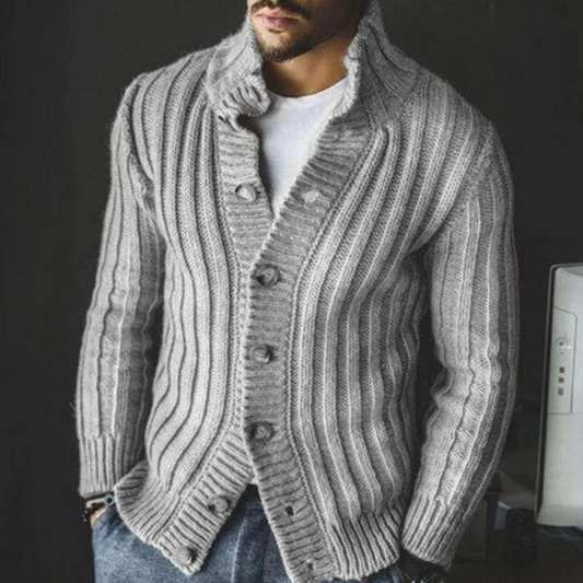 Gebreid herenvest met knoopsluiting en ribdetails – MORVEN KnitVest - Glamorix
