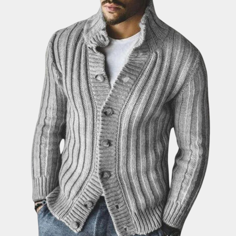Gebreid herenvest met knoopsluiting en ribdetails – MORVEN KnitVest - Glamorix
