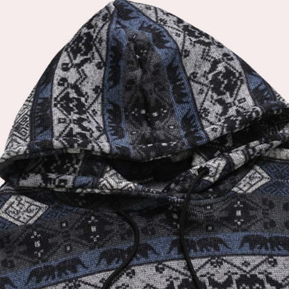 Comfortabele heren hoodie met geometrisch patroon – KALVOR GeoHood - Glamorix