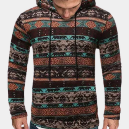 Comfortabele heren hoodie met geometrisch patroon – KALVOR GeoHood - Glamorix