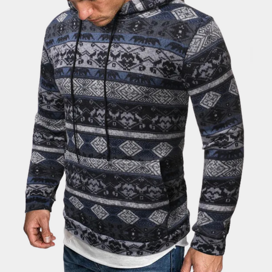 Comfortabele heren hoodie met geometrisch patroon – KALVOR GeoHood - Glamorix