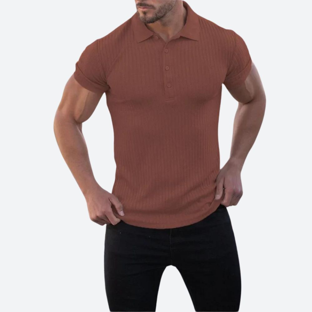 Getailleerd herenpoloshirt met ribstructuur – VERTON - Glamorix