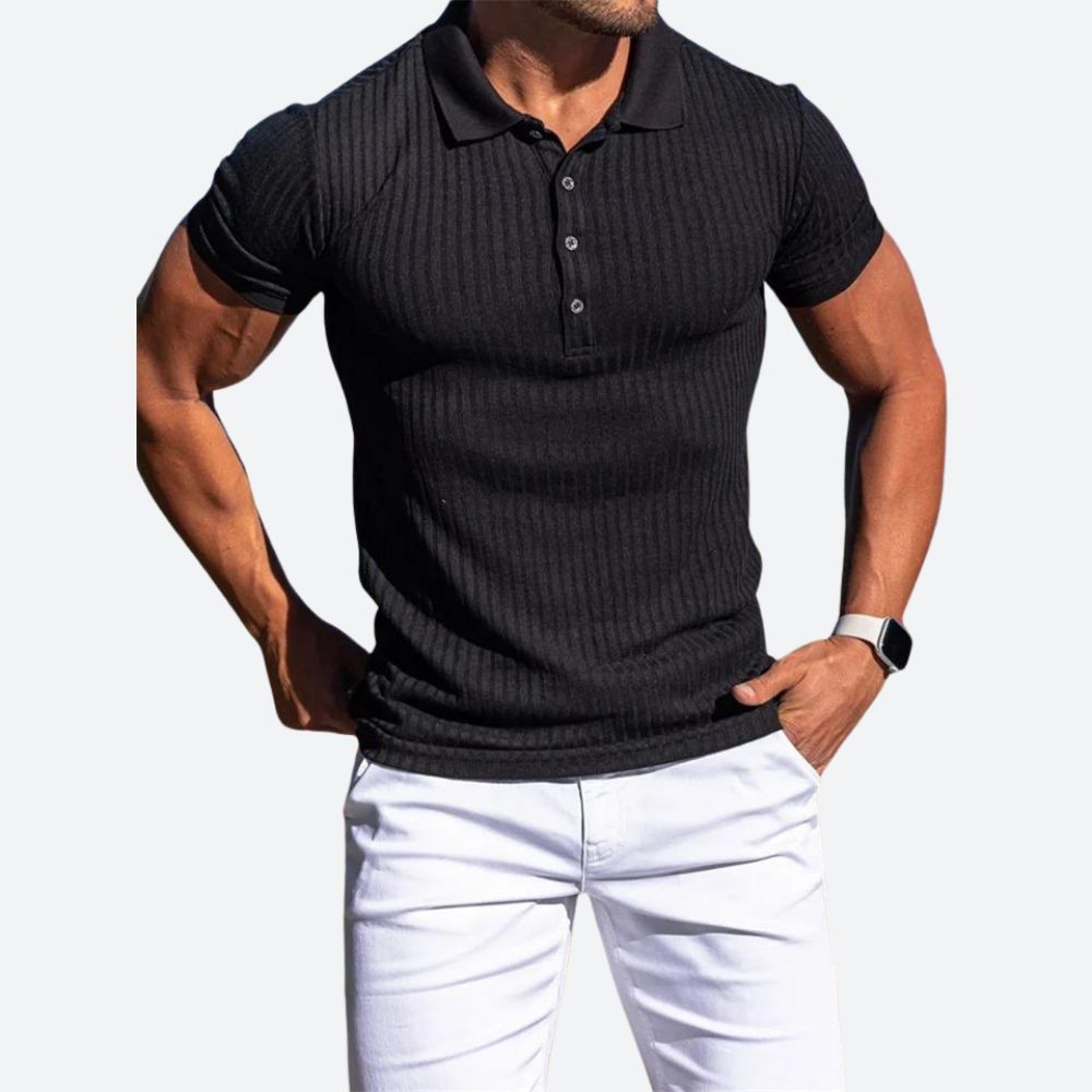 Getailleerd herenpoloshirt met ribstructuur – VERTON - Glamorix