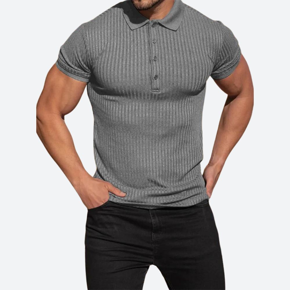 Getailleerd herenpoloshirt met ribstructuur – VERTON - Glamorix